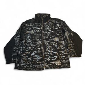 Abvien white designs Black Jacket with Gold Script full zip